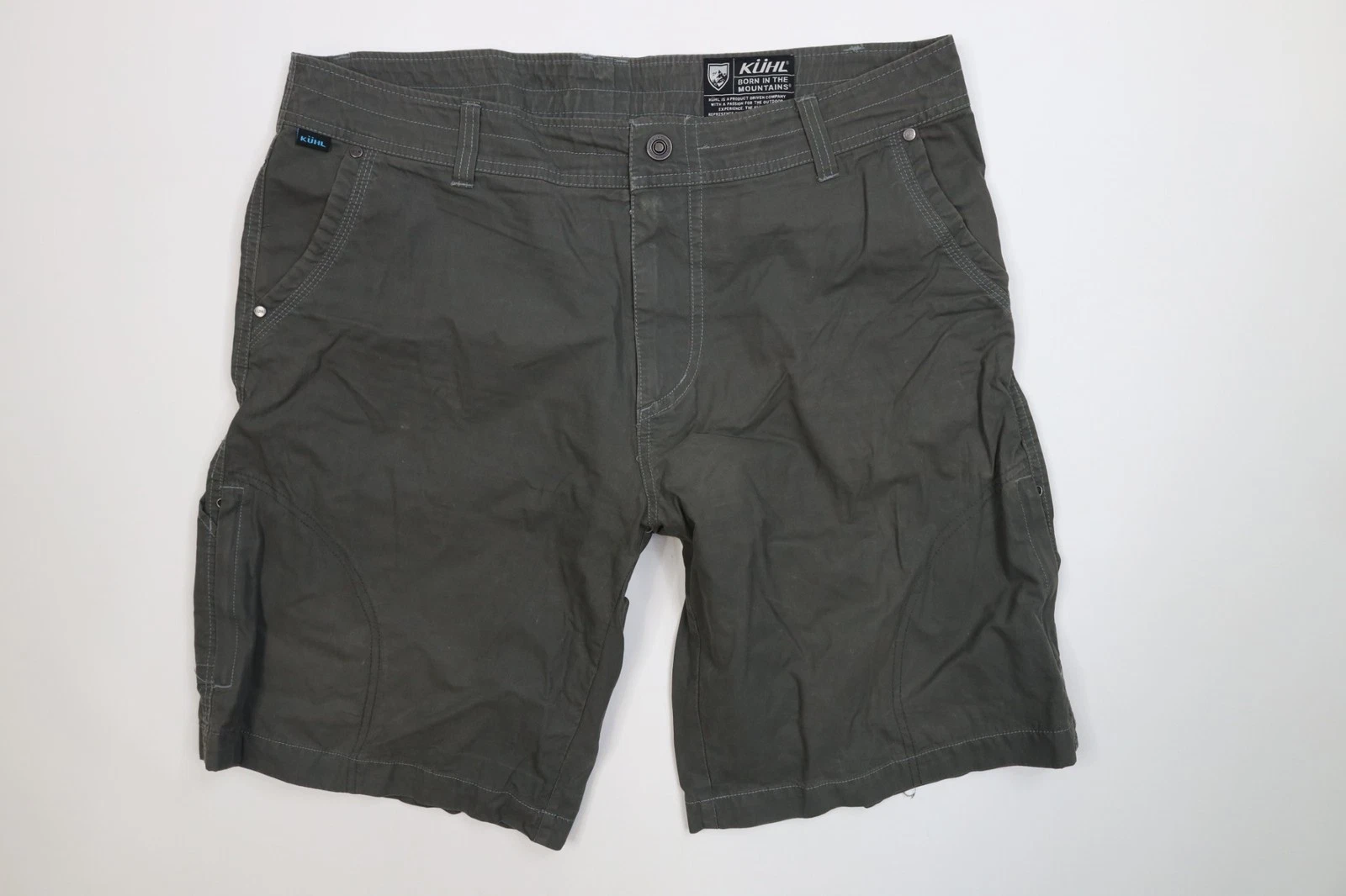 Kuhl Mountain Mens 38 Faded Vintage Patina Dye Outdoor Trekking Cargo Shorts