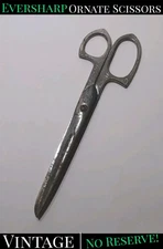 ✨VINTAGE✨ART DECO EVERSHARP FORGED STEEL U.S.A SEWING SCISSORS 8" ORNATE HANDLES