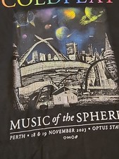 Coldplay Music Of The Spheres Tour Tee PERTH Dates 2023 Small Australia Optus