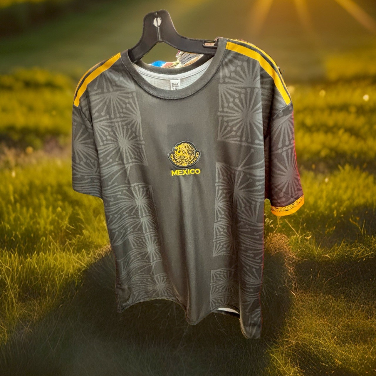 Mexico National Team Soccer Jersey "MEXICO" Crest Gray Yellow S, M, L, XL