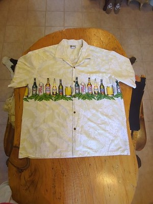 Aloha Republic Beer Bottle Can Pattern Men Sz XXL Short Sleeve Button Up Shirt