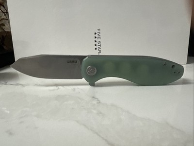 Kubey Master Chief Folding Knife 3.43'' AUS-10 Steel Tanto Blade Jade G10 Handle