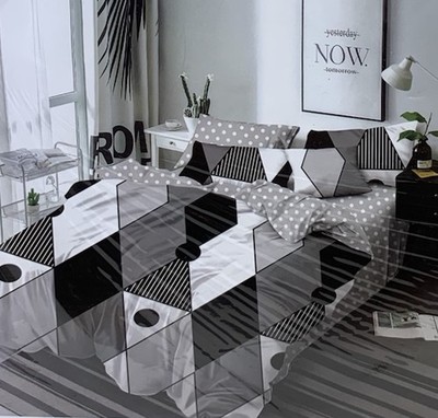Sky Home Finet vierteiliges einfarbiges geometrisches Doppel-Quilt-Set