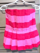 Entro Pink/Red Striped A-Line Short Skirt, Elastic Waist Size M