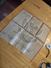 Vintage Joan Moshimer Needlepoint Canvas Burlap  American Eagle