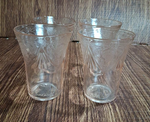 Hazel Atlas ROYAL Pink Depression Glass - 9 OZ WATER TUMBLERS Vintage Set Of 4