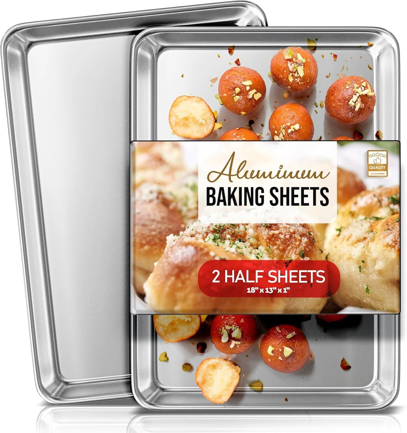 Aluminum Baking Sheet Set 2 Pack Cookie Sheet Set 18” x 13” Steel Baking Pan Set