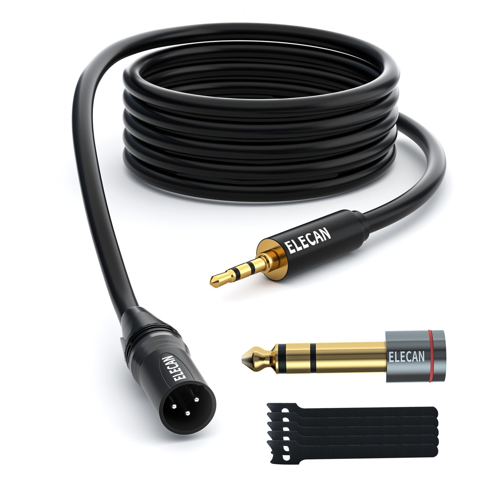 20 FT 3.5mm TRS Aux Male To XLR Male Cable Stereo Microphone Cord Adapter Ties