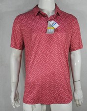 PGA Tour Proseries Men's Polo Golf XL Athletic Fit Printed UPF50 Earth Red NWT
