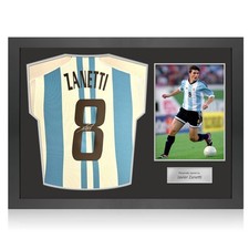 Javier Zanetti Signed Argentina 2022-23 Football Shirt. Icon Frame