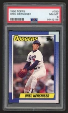 1990 TOPPS OREL HERSHISER #780 LOS ANGELES DODGERS GREAT BULLDOG PSA 8 NM-MINT