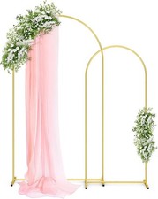 Metal Arch Backdrop Stand Set - Set of 2 7.0ft/6.2ft , Gold Wedding Stand