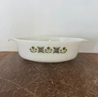 Vintage Anchor Hocking Fire King Baking Dish Green Floral Oval Casserole