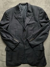 Polo Ralph Lauren Pinstripe Wool Blazer Men s Size 42 R Navy Blue Made in Italy