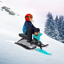Snow Racer Winter Ski Sled Snow Sled W/ Steering Wheel For Kids Adults Outdoor