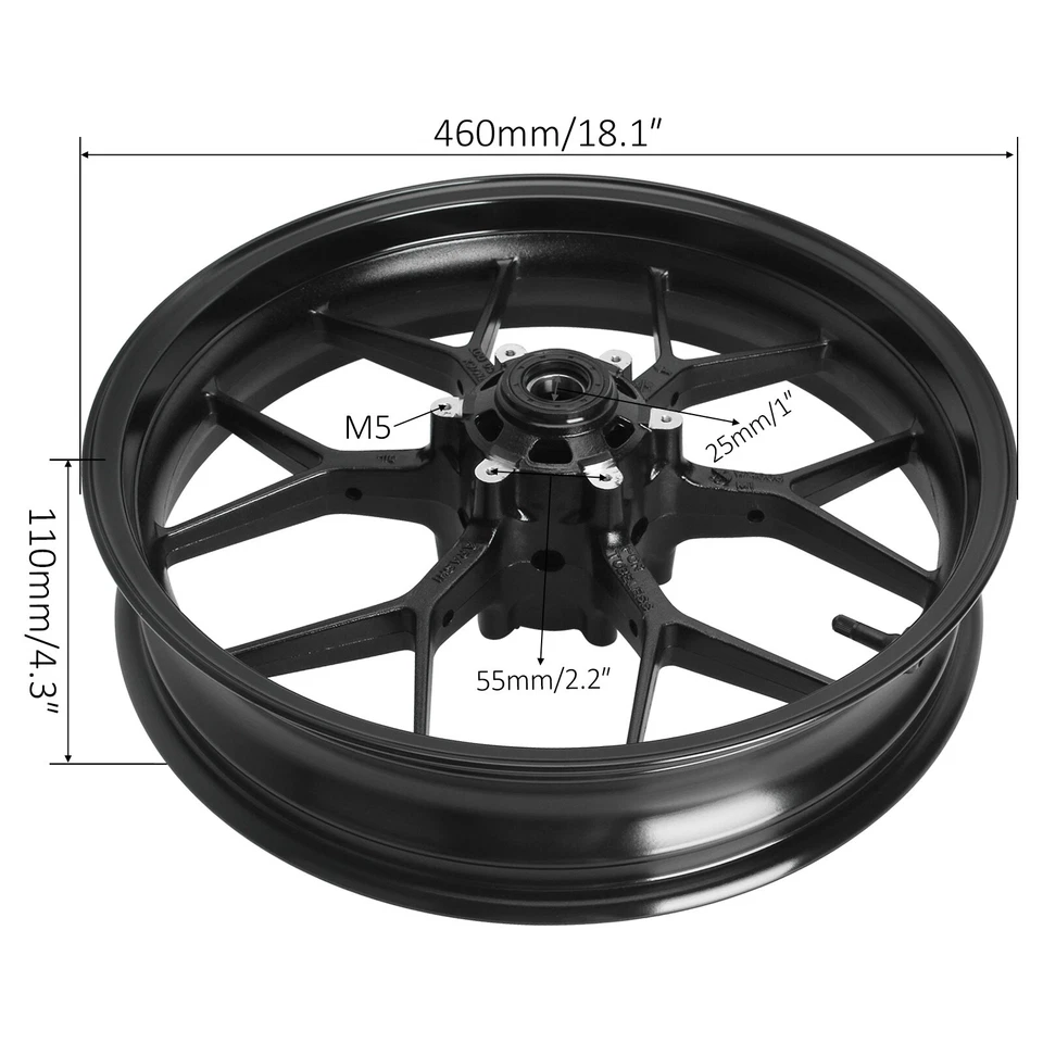 LLANTA RUEDA TRASERA NEGRA PARA CBR1000RR CBR 1000 RR / RRA / RR-R / SP 2008-2015 Foto 3 de 4