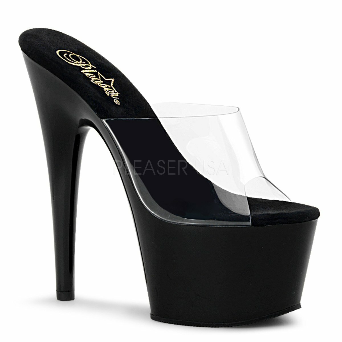 Pleaser Sexy Exotic Dancing Black Platforms Sandals 7