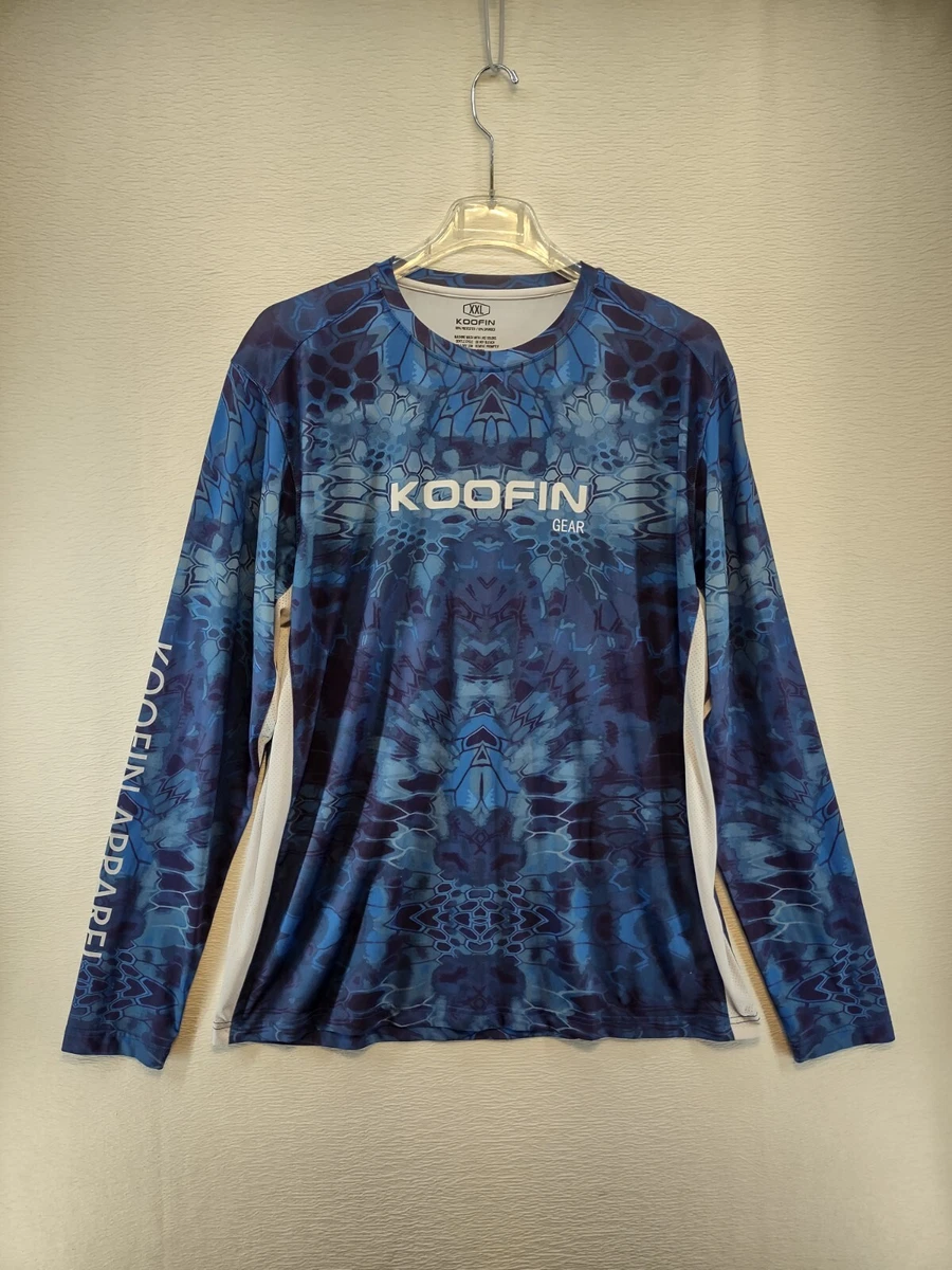 Koofin Gear ~ Shirt Men Sz 2X - Blue Tye Dye Performance Fishing w