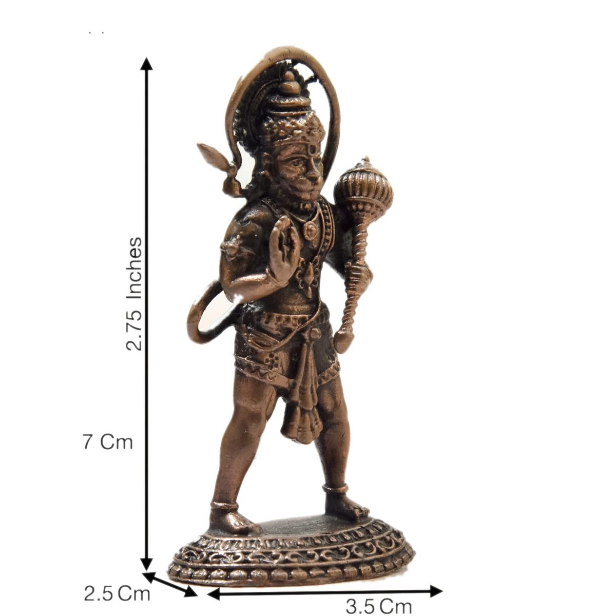 Handmade Copper Lord Hanuman Idol ( Size: 2.75 inches, Pack of 1