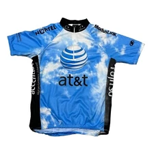 AT&T CYCLING JERSEY Clouds HOT SHOPPE DESIGN Factory Sky Blue SIZE M USA Made