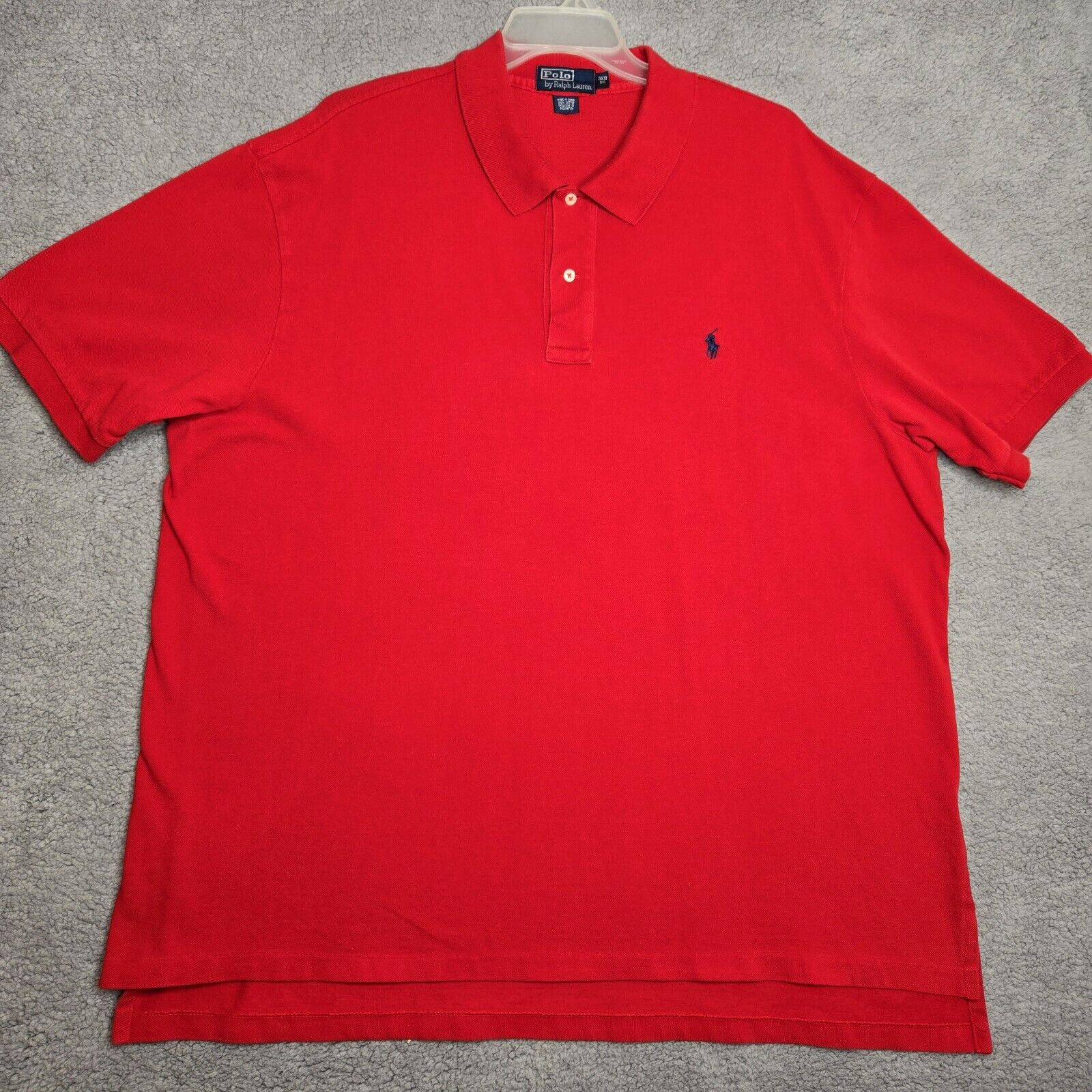 PONY Polo Ralph Lauren camicia classica casual rossa con frangia blu uomo taglia 3XB BELLA!