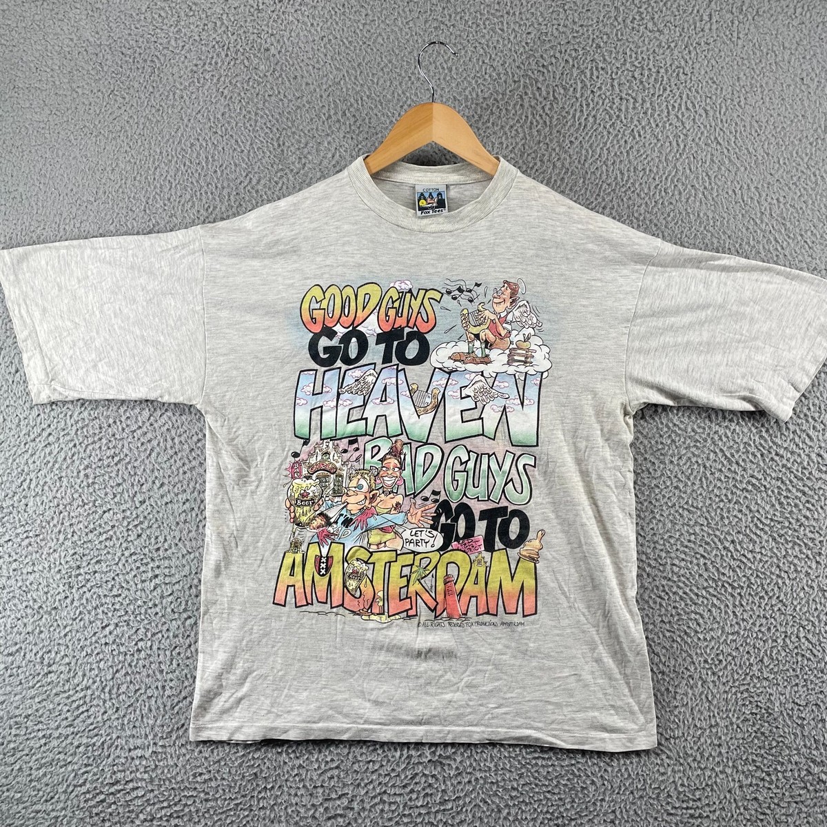 Tシャツ・カットソー 1993studio 90S Big Graphic T-Shirt_White Vintage 90s Amsterdam Funny T Shirt Single Stitch Red Light