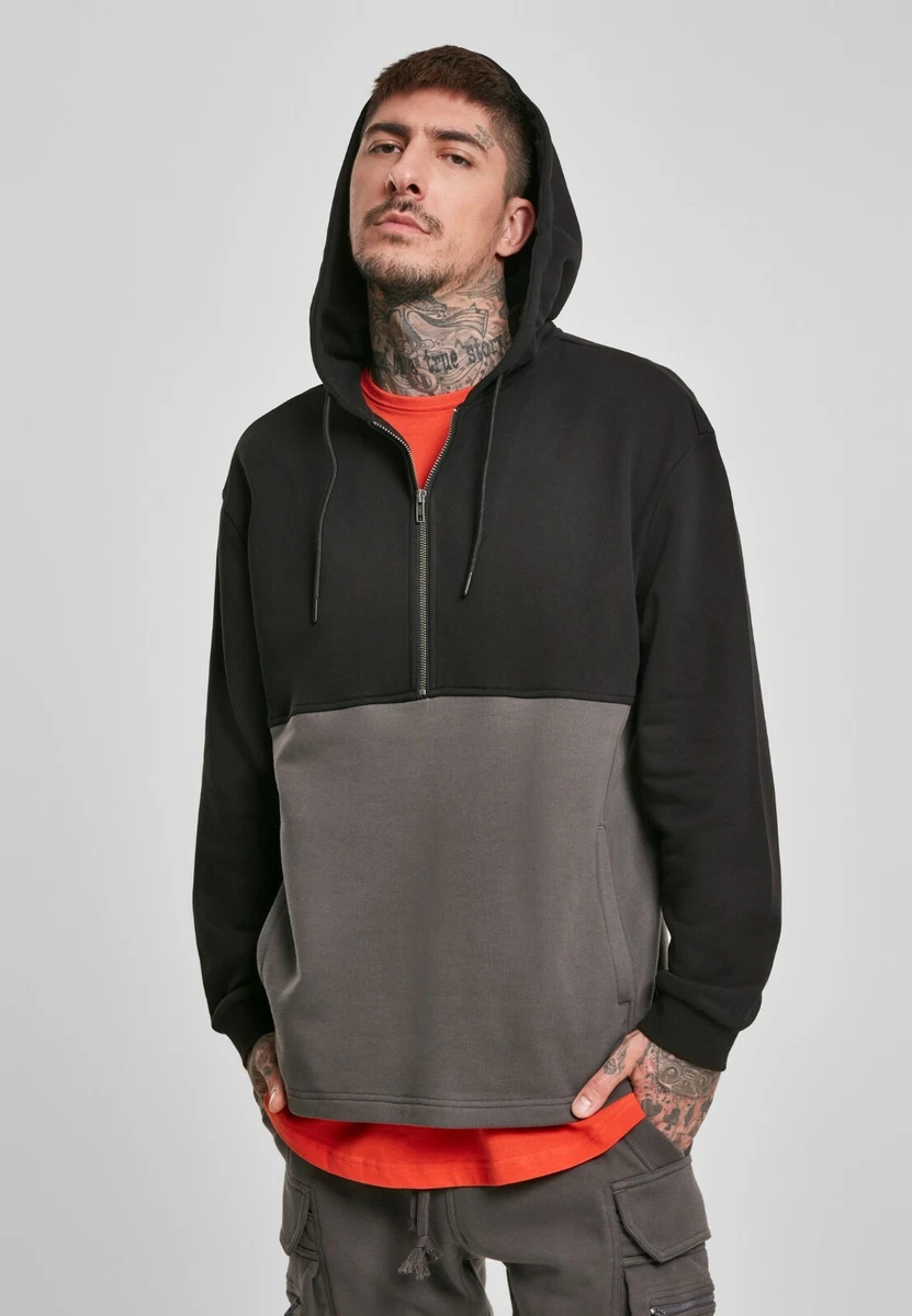 Urban Classics Jersey Men s Sweatshirt with Hood half Zip Black Shadow