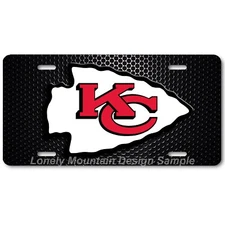 Kansas City Chiefs Inspired Art on Mesh FLAT Aluminum Novelty License Tag Plate