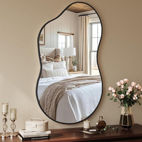 Irregular Wall Mirror Luxurious Deep Frame Metal Bathroom Mirror Wall Mirror - Picture 16 of 29