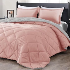 King Size Comforter Set - Pink and Grey King Comforter, Soft Bedding Sets for Al