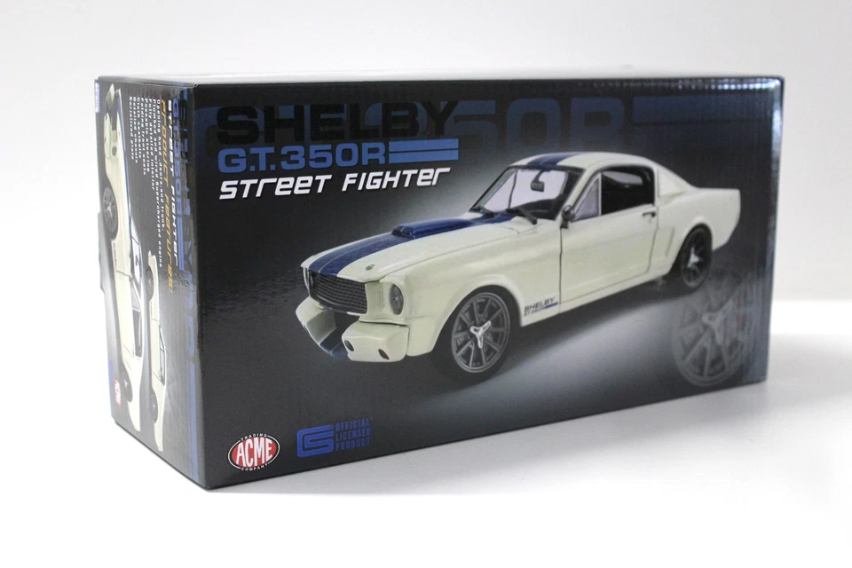 1:18 ACME 1965 SHELBY GT350R Street Fighter Bianco Con Strisce Blu - Immagine 4 di 4