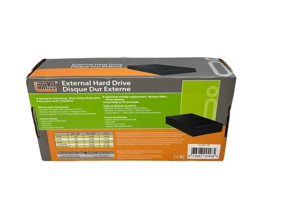 ProDrive 1TB 7200rpm 16MB Buffer USB 2.0 Black External Hard Drive NEW Sealed - Image 4 of 4