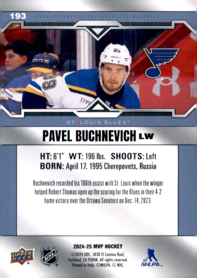 2024-25 Upper Deck MVP #193 Pavel Buchnevich - Image 2 of 2