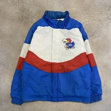 Vintage 90s Kansas Jayhawks Apex One Bomber Jacket Boxy XL Distressed Full Zip 