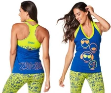 Zumba  - Zmoji Halter Top - Blue - size XS, Small, Medium, XL, XXL  ~ New!