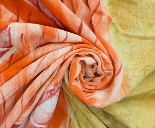 Pure Crepe Silk Saree 100% Silk Sari Indian Vintage Printed Fabric PCSS2400 - Picture 4 of 9
