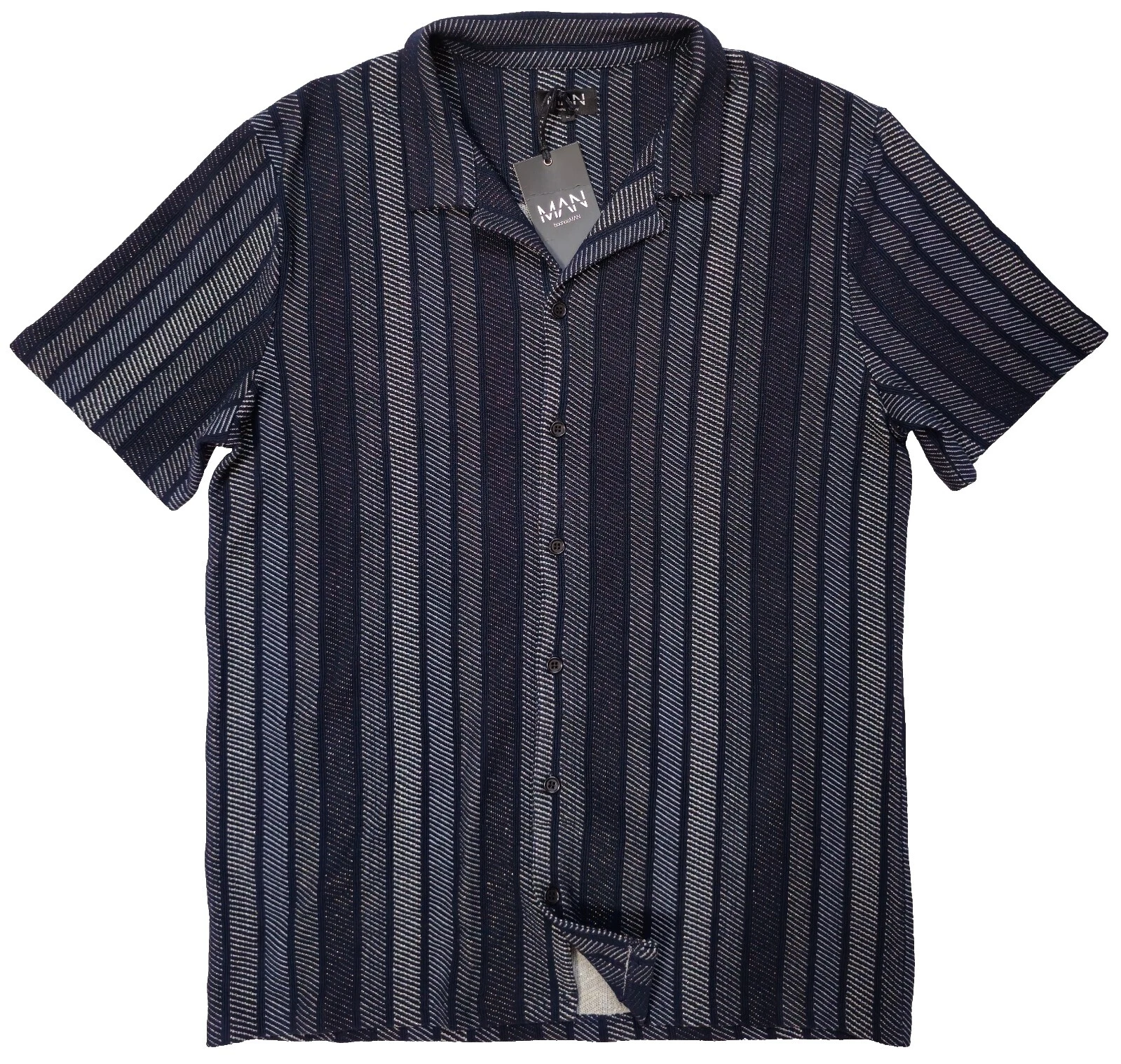 Botón Informal a Rayas Boohoo-Down Shirts for Men