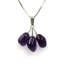 61cm Vintage Silver Jewellery Amethyst Pendant Jewellery Drum Cut Clunker