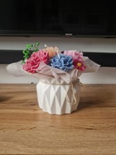 Candle Flower With Gypsum Vase, Handmade
