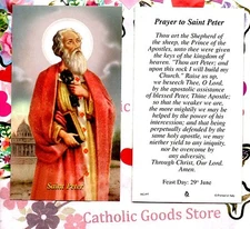 St. Peter with Prayer to Saint Peter  - Paperstock Holy Card