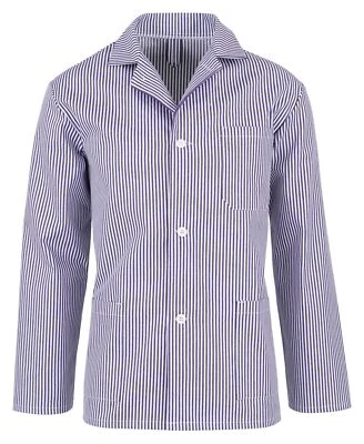 beb Fleischerjacke Damen Herren unisex Reverskragen Baumwolle Weiß/Blau gestreif