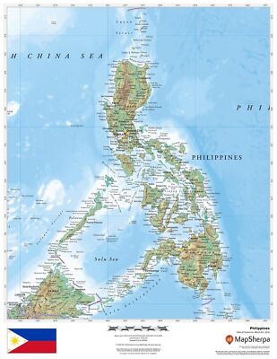 Philippines - 17'' x 22'' Paper Wall Map