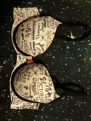 Soutien-gorge Victoria's Secret Body By Victoria - Taille 34D, Couleur Blanc/noir/rose, Occasion Très Bon état