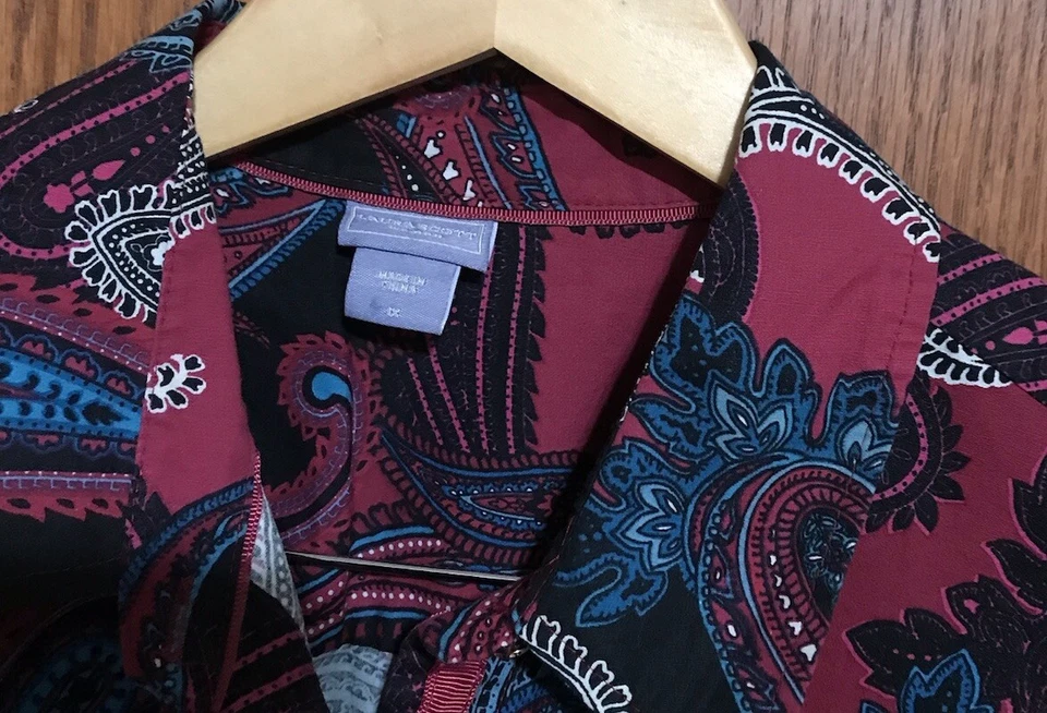 Mujer Laura Scott Talla 1X 18/20 Top Camisa Blusa Botones Bolsillos Cuello Foto 4 de 4