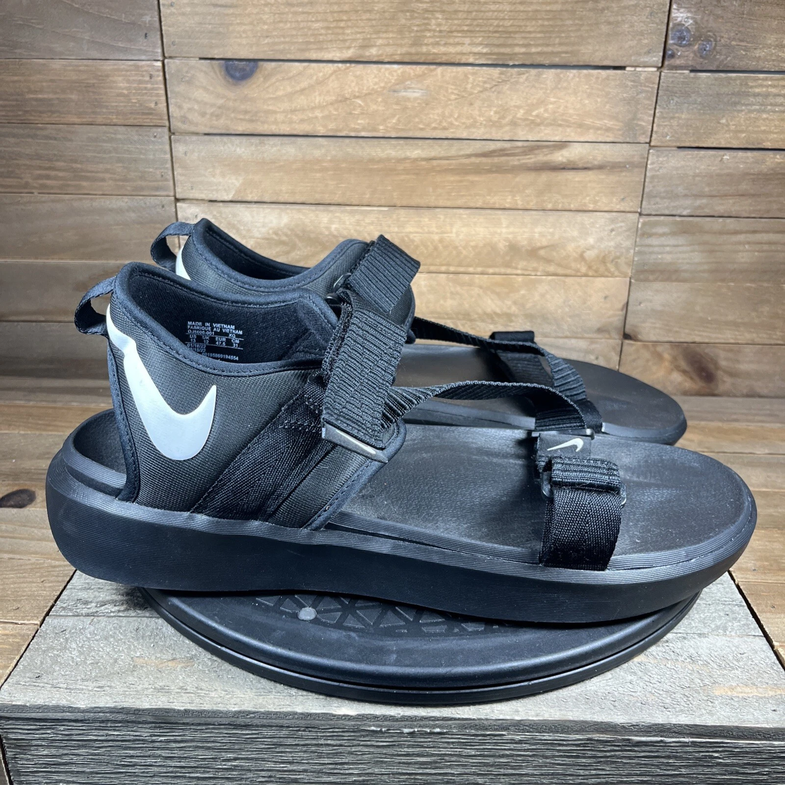 Nike Swoosh sandalo uomo taglia 13 nero cinturino scarpe outdoor attivo