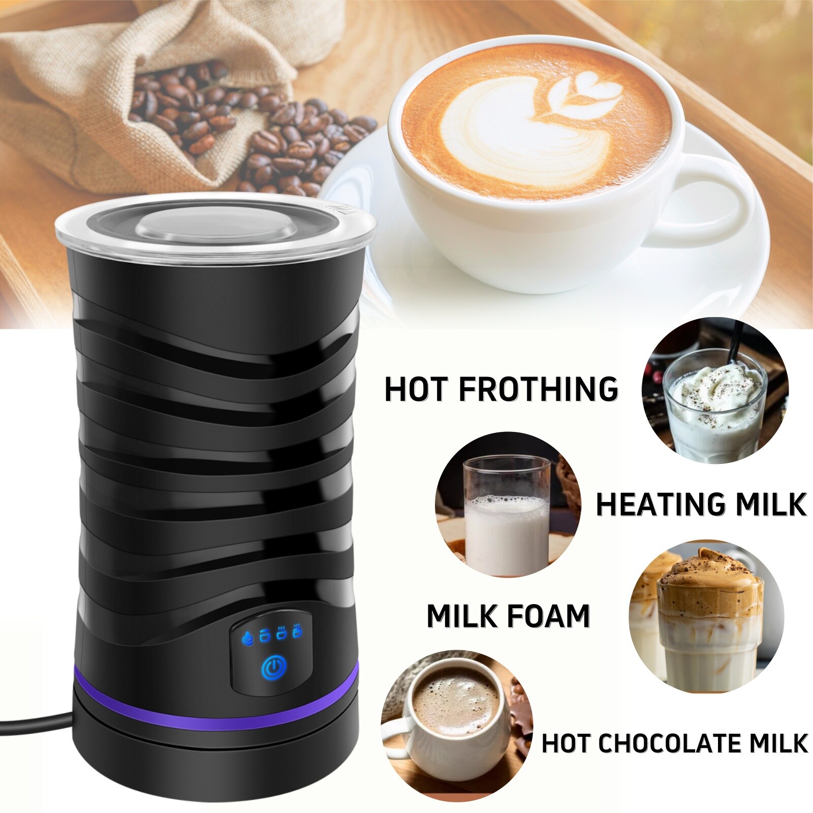 Milk Frother Stainless Steel Milk Steamer Automatic Foam Maker For Coffee NEW-image