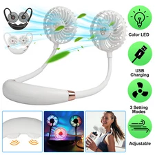 USB Rechargeable Portable Hanging Neck Fan Cooling Air Cooler with Aromatherapy