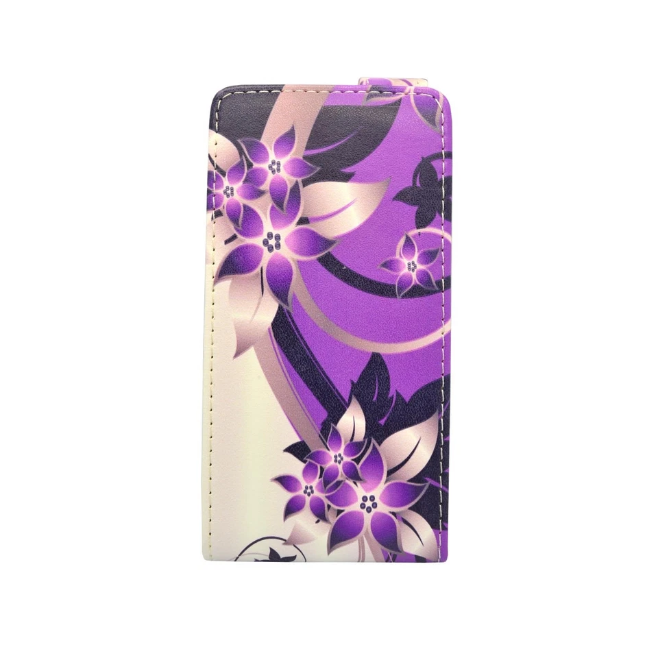 FUNDA PARA SAMSUNG GALAXY ALPHA PÚRPURA CREMA FLOR ABATIBLE PU CUERO FUNDA Foto 4 de 4