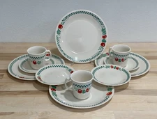11pc Corelle “Farm Fresh” Checkered Green Band Ivory Dinnerware Replacement Lot