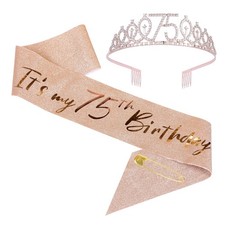 75th Sash and Tiara Set Rose Gold Sash Crown Party Favors Supplies for Party